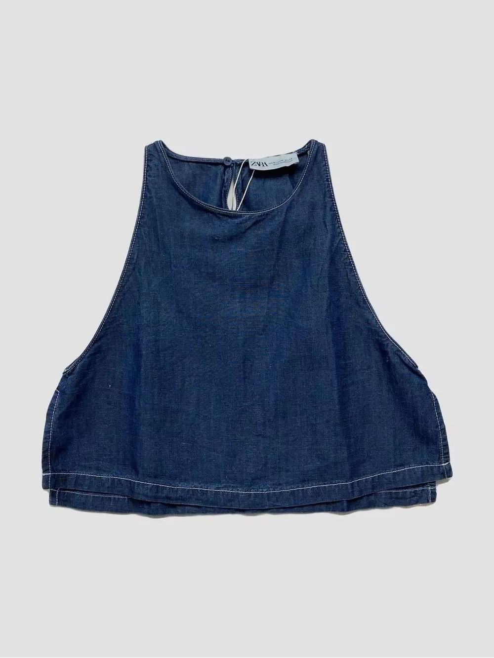 Zara Lyocell‑Linen Denim Top – Size Large